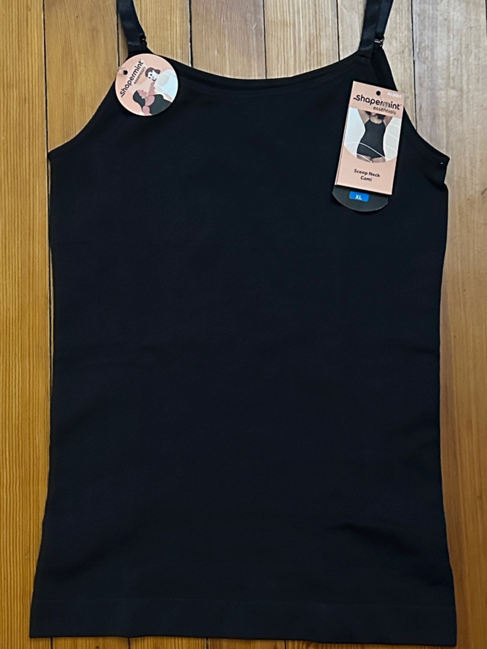 Shapermint Essentials Scoop Neck Cami With Adjustable Straps - Black XL - NWT
